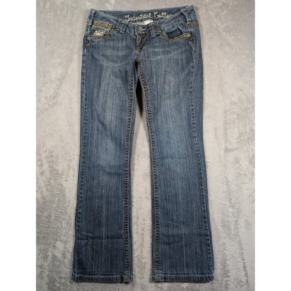 Industrial Cotton Jeans Womens Size 9 Low Rise Embroidered Western Cowgirl - Picture 1 of 11